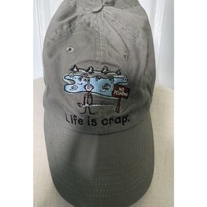 Life is Crap - Golfing Cap Green Baseball Hat Adjustable Strapback (H)